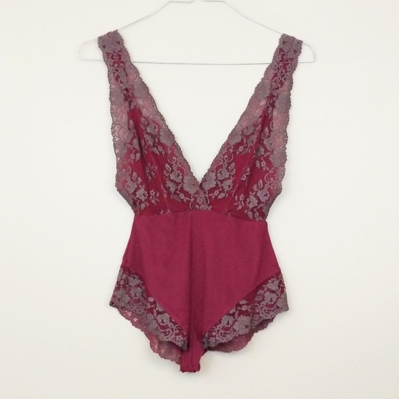 Free People Other - Intimately Free People Lace Bodysuit Dark Red XS